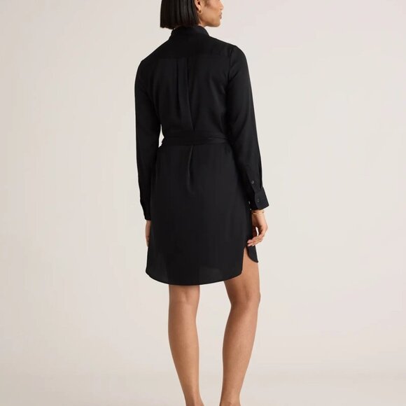 NWT Quince Washable Stretch Silk Shirt Dress. Medium. Black. Perfect Condition. - Picture 13 of 16